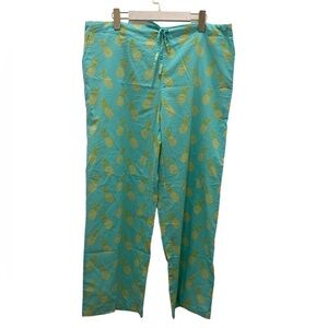 Mahogany Women’s Drawstring Mint Green Pineapple Design Trousers Size XL